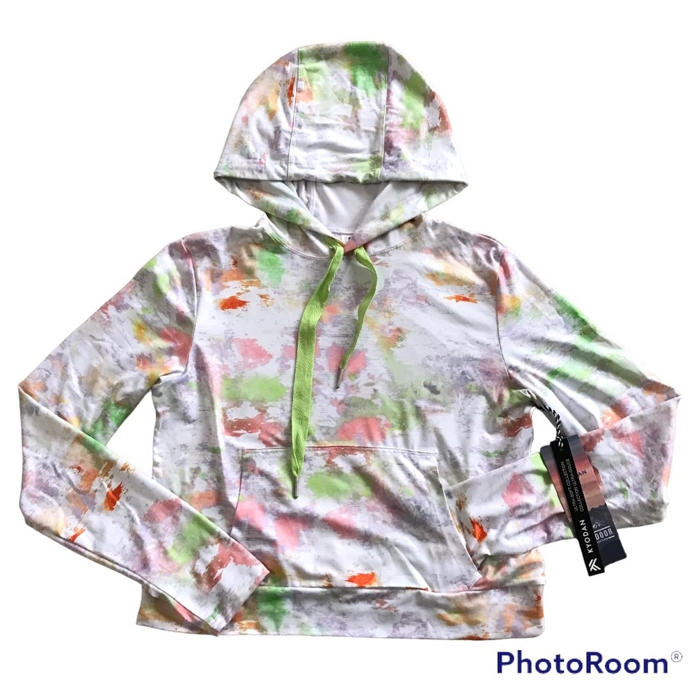 NWT Kyodan Outdoor Ultra Soft Collection Water Colour Hooded Long Sleeve Tee